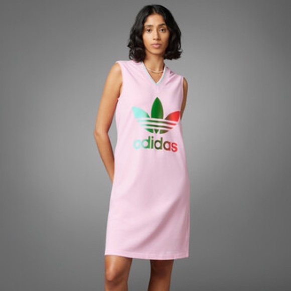 adidas Pink Adicolor 70s V-Neck Dress (brand new, never worn) - Picture 1 of 5